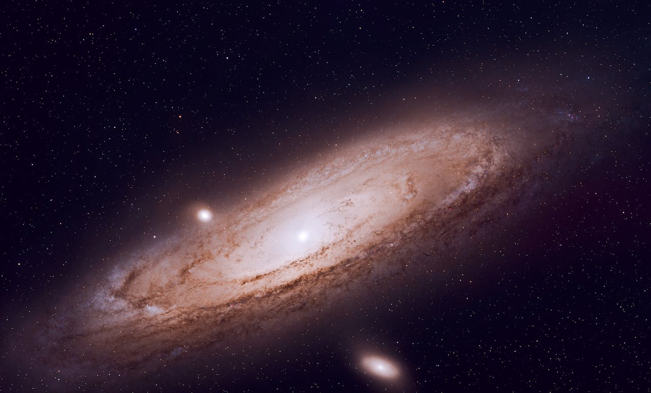 A stunning capture of the Andromeda Galaxy, showcasing its spiral arms against a star-filled night sky.